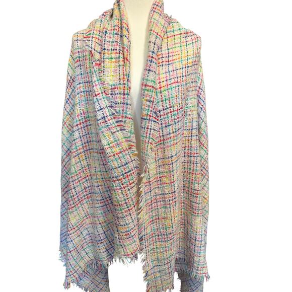 BETSEY JOHNSON Blanket Wrap/Shawl in Colorful Plaid and Ivory Print - Picture 4 of 7
